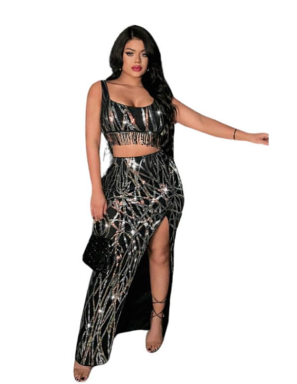 CONJUNTO DE FIESTA DOS PIEZAS FALDA CON ABERTURA ALTA MEDIUM