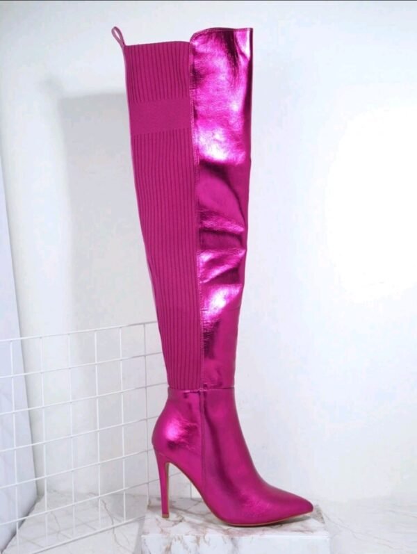 Botas Altas Puntuagudo Size 7 Rosa Fucsia