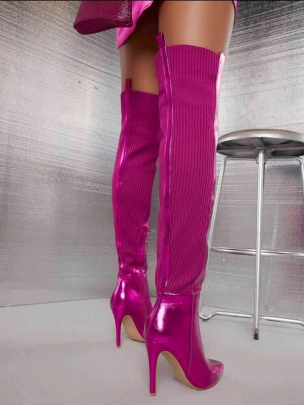 Botas Altas Puntuagudo Size 7 Rosa Fucsia