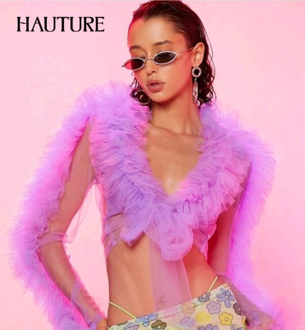 TOP con volantes y lazo Color Lila Purpura